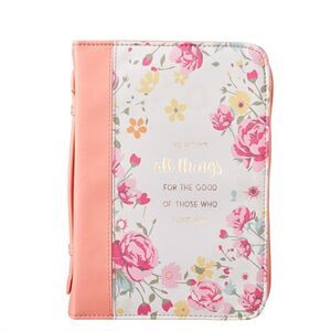 He Works All Things for Good Faux Leather Bible Cover  Protector Romans 8:28